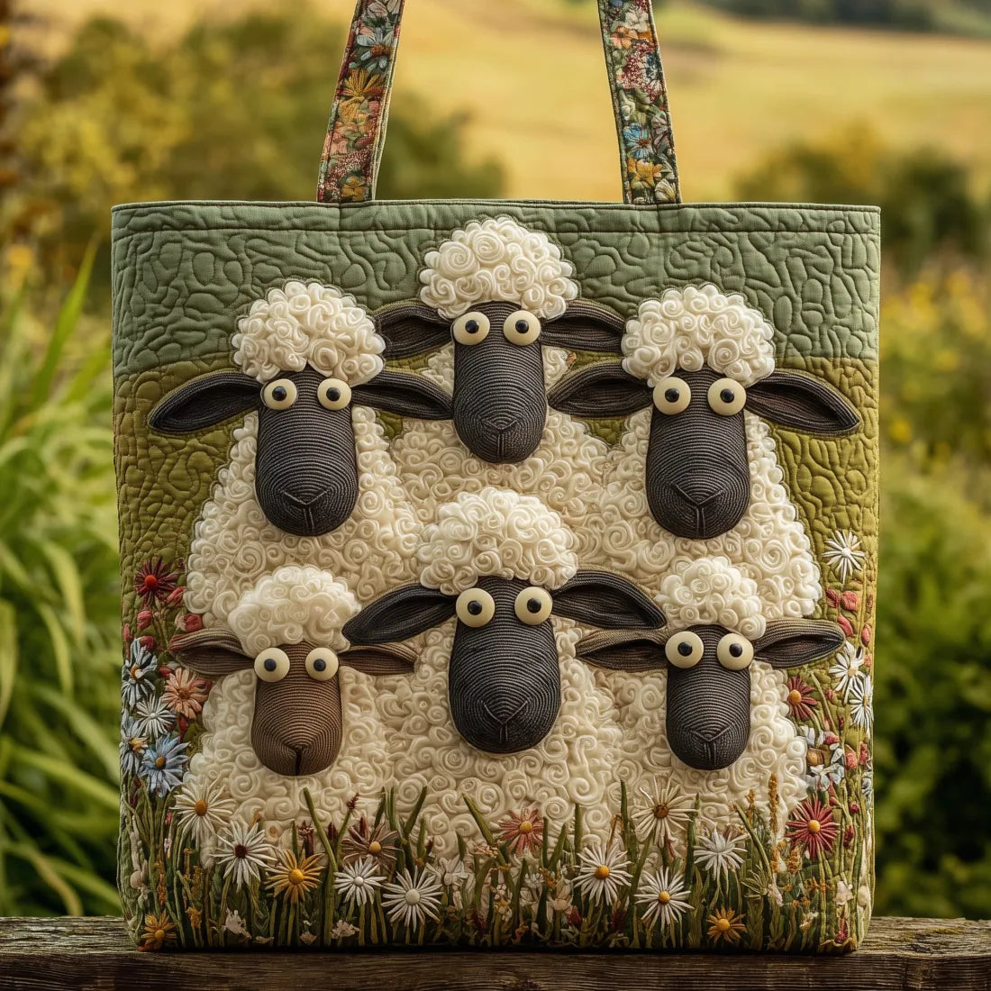 Nube | Bolso Tote Acolchado con Estampado de Ovejas