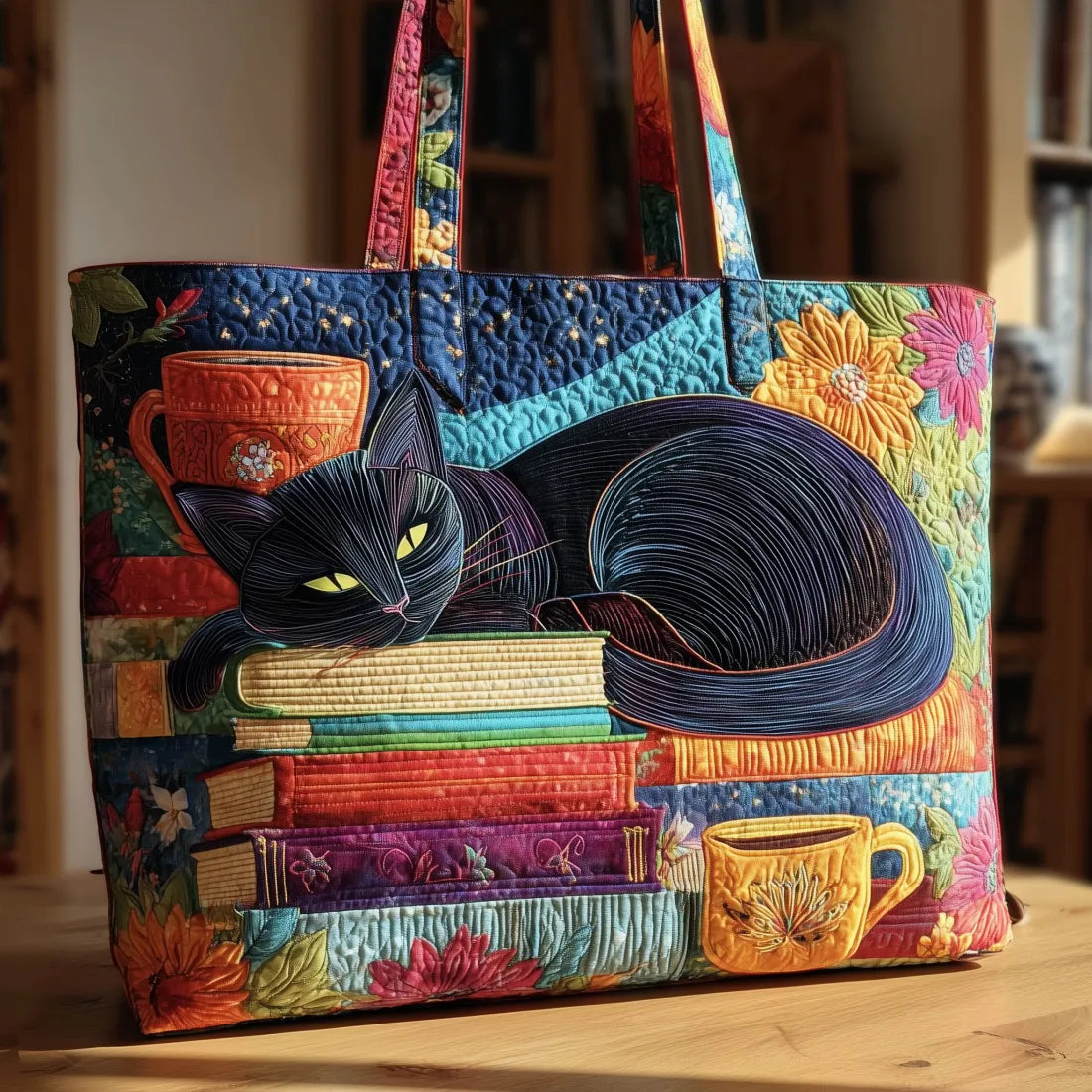 Misha | Bolso Tote Acolchado con Estampado de Gato