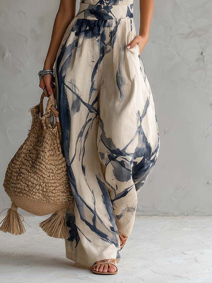 Rocio - Mono Halter de Pierna Ancha con Bolsillos