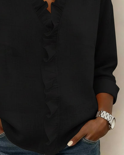 Elara | Blusa de Lino con Volantes