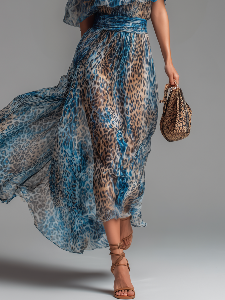 Azahara | Vestido Maxi Asimétrico con Estampado de Leopardo