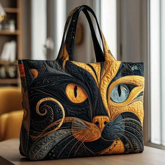 Selene | Bolso Tote Acolchado con Estampado de Gato Místico