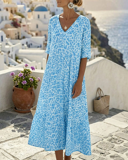 Claudia | Vestido Midi de Estampado Leopardo