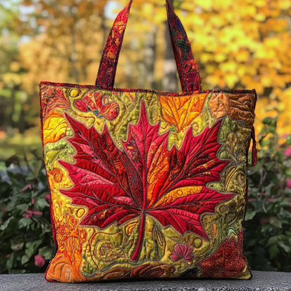 Sienna | Bolso Tote Acolchado con Estampado de Arce al Atardecer