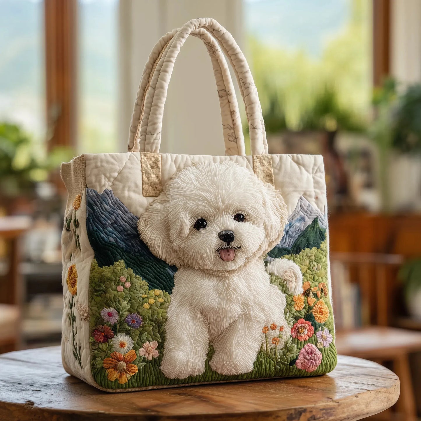 Duque | Bolso Tote Acolchado con Estampado de Perro Encantado