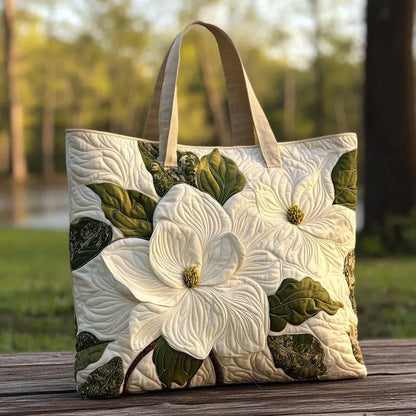 Elena | Bolso Tote Acolchado con Estampado de Lirios Blancos