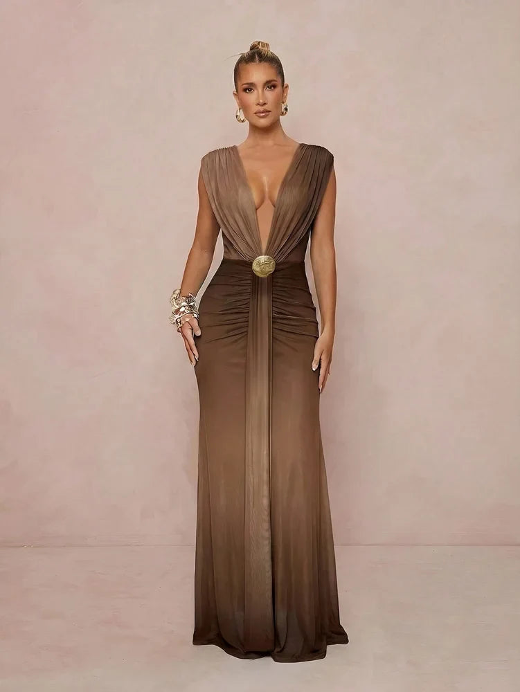 Sirena | Vestido Maxi Degradado con Escote en V