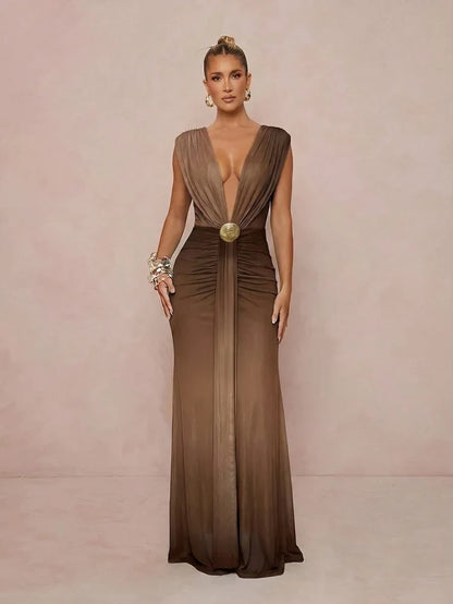 Sirena | Vestido Maxi Degradado con Escote en V