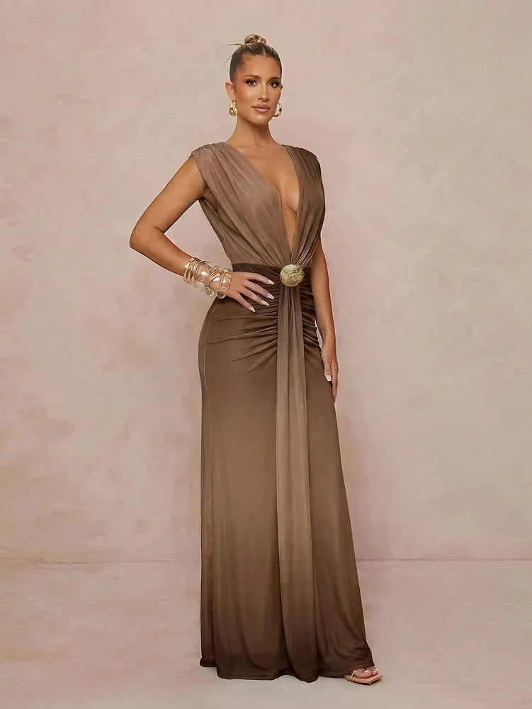 Sirena | Vestido Maxi Degradado con Escote en V
