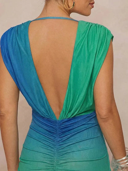 Sirena | Vestido Maxi Degradado con Escote en V