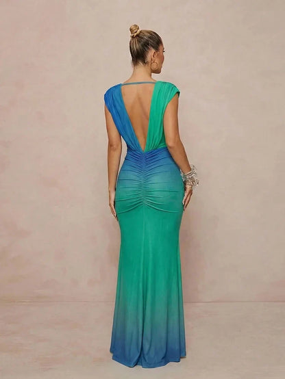 Sirena | Vestido Maxi Degradado con Escote en V