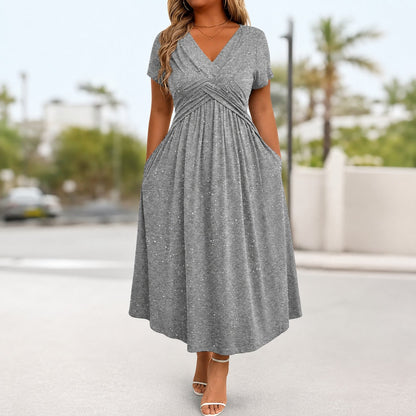 Serena | Vestido Midi Drapeado con Brillo