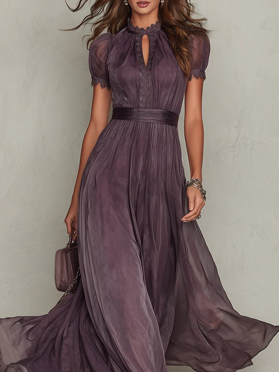 Ingrid - Vestido Maxi Escote Ojal con Encaje