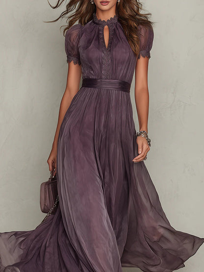 Ingrid - Vestido Maxi Escote Ojal con Encaje
