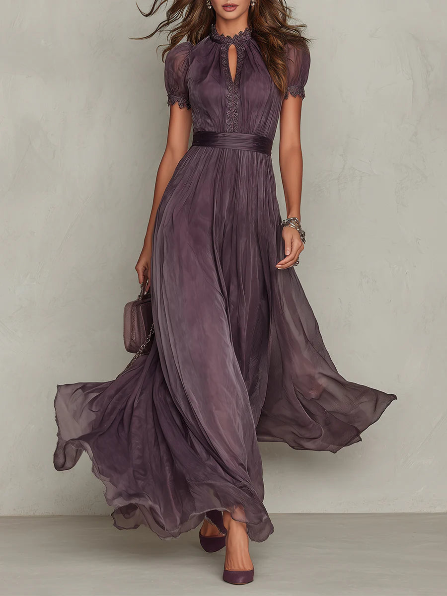 Ingrid - Vestido Maxi Escote Ojal con Encaje
