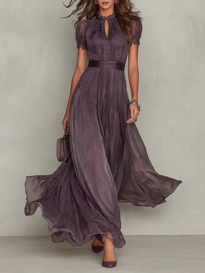 Ingrid - Vestido Maxi Escote Ojal con Encaje