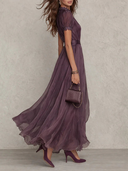 Ingrid - Vestido Maxi Escote Ojal con Encaje