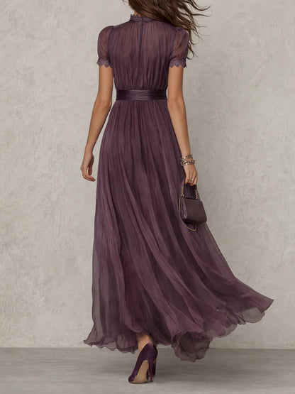 Ingrid - Vestido Maxi Escote Ojal con Encaje