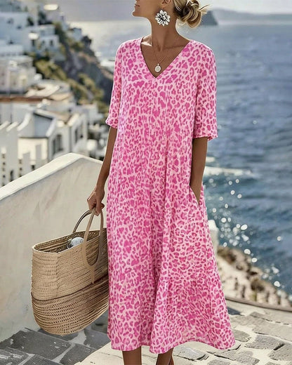 Claudia | Vestido Midi de Estampado Leopardo