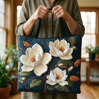 Camelia | Bolso Tote Acolchado con Estampado de Magnolias