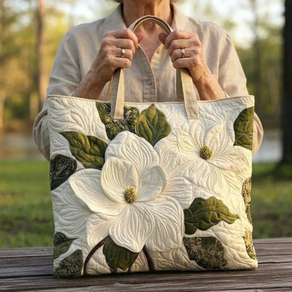 Elena | Bolso Tote Acolchado con Estampado de Lirios Blancos