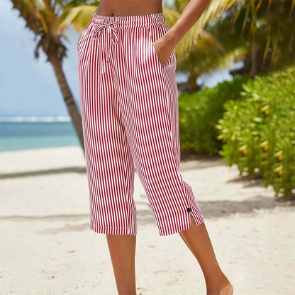 Catalina | Pantalón Capri Rayado con Bolsillos