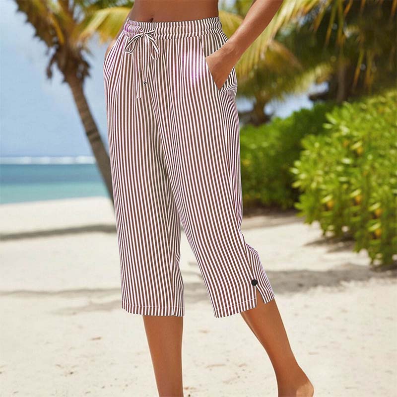 Catalina | Pantalón Capri Rayado con Bolsillos