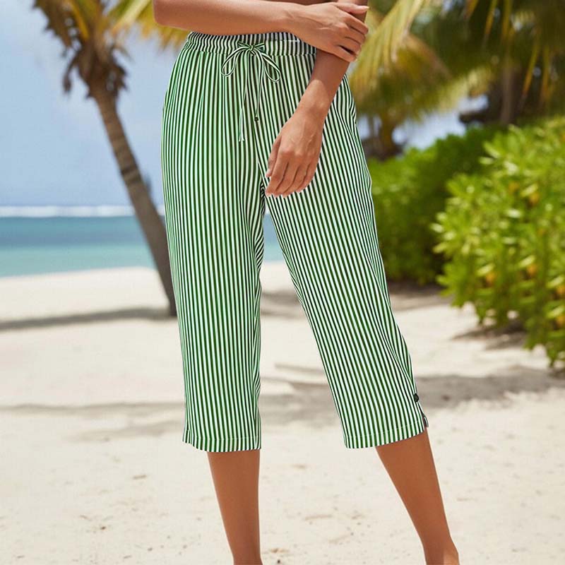 Catalina | Pantalón Capri Rayado con Bolsillos