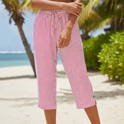 Catalina | Pantalón Capri Rayado con Bolsillos