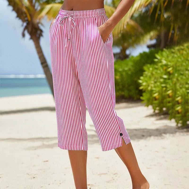 Catalina | Pantalón Capri Rayado con Bolsillos