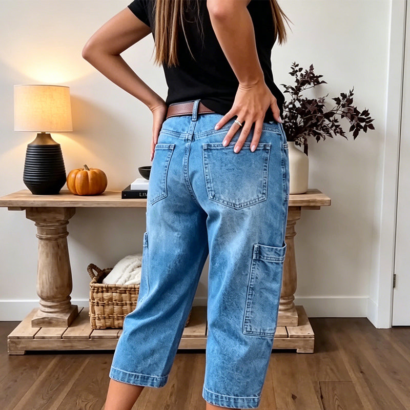 Martina | Pantalón Denim Barrel Cropped