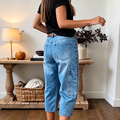 Martina | Pantalón Denim Barrel Cropped