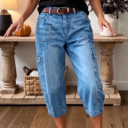 Martina | Pantalón Denim Barrel Cropped